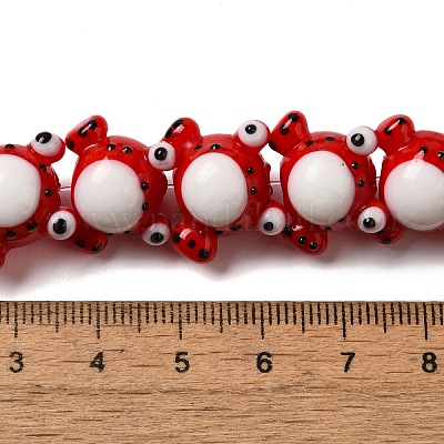 手作りランプワークビーズ連売り  カエル  レッド  13x15.5x12.5mm  穴：2mm  約20個/連  17.87''（45.4センチメートル）&nbsp;LAMP-Z010-02B-1