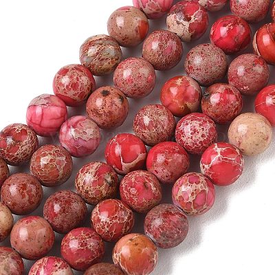 Dyed Natural Imperial Jasper Round Bead Strands&nbsp;G-M274-01-8mm-1