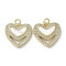 Brass Micro Pave Cubic Zirconia Pendants, Cadmium Free & Lead Free, with Shell, Heart, Real 18K Gold Plated, 16.5x17x3mm, Hole: 3mm