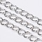 Iron Double Link Chains, Unwelded, with Spool, Platinum Color, Link: 7x8x0.8mm