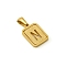 Stainless Steel Pendants, Real 18K Gold Plated, Rectangle, Letter N, 15x12mm