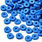Handmade Polymer Clay Beads, Disc/Flat Round, Heishi Beads, Blue, 4x1mm, Hole: 1mm, about 55000pcs/1000g
