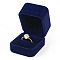 Velvet Ring Boxes, Rectangle, Midnight Blue, 6x5.1x4.5cm