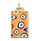 Brass Micro Pave Cubic Zirconia Pendant with Enamel, Cadmium Free & Nickel Free & Lead Free, Rectangle, Dark Orange, 45.5x25.5x2.5mm, Hole: 4.5mm