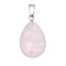 Natural Rose Quartz Pendants, Alloy Snap on Bails, Teardrop, 20mm