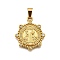 304 Stainless Steel Pendants, with Rhinestone, Religious Theme, PVD Vacuum Plating, Long-Lasting Plated, Saint, Golden, Flat Round, 26x22x3mm, Hole: 3xmm