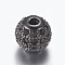 Brass Micro Pave Cubic Zirconia Beads, Cadmium Free & Lead Free, Round, Gunmetal, Black, 6mm, Hole: 1.5mm
