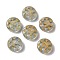 Transparent Lampwork Beads, Flat Round with Moon & Stars, Silver, 13x5mm, Hole: 1mm, about 70~82pcs/100g