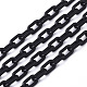 不透明なアクリルアズキチェーン  オーバル  ブラック  13x8x2mm  19.68インチ（50cm）/連&nbsp;X-SACR-N010-002A-1
