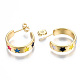 Brass Enamel Stud Earrings&nbsp;EJEW-T014-05G-NF-3