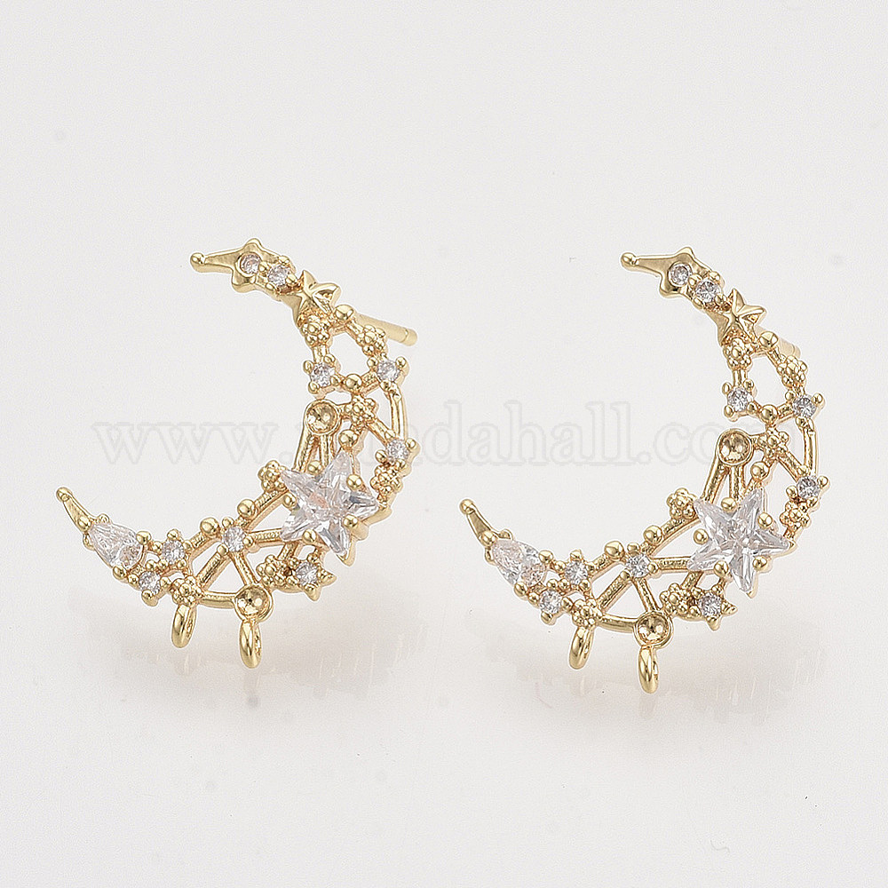 LiQunSweet 20 Pcs Brass Teardrop CZ Stud Earring Findings – DIY Jewelry Making Supplies With Loop For Dangles - View #8