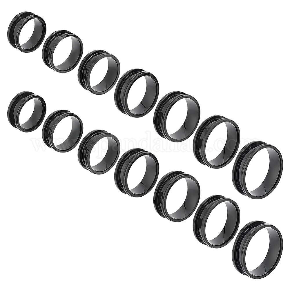 Grooved Finger Follower Wholesale 14pcs 7 size Unisex Stainless Steel Grooved Finger Ring Sets ...