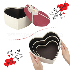ハートキャンディーペーパーボックス  ギフト包装箱  結婚式のベビーシャワーのパーティーの好意のために  ブラウン  16~22x14~20.5x6~9cm  3個/セット&nbsp;CON-WH0008-14