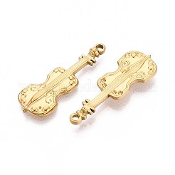 304ステンレスペンダント  バイオリン  イオンプレーティング（ip）  18KGP本金メッキ  32x11x3mm  穴：1.8mm&nbsp;STAS-T067-63G