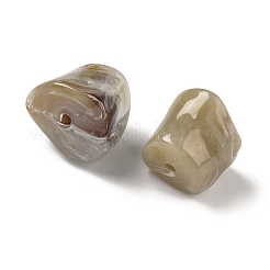 アクリル天然石風ビーズ  ナゲット  ツートン  淡い茶色  16x20x17~17.5mm  穴：2.5mm  約125個/500g&nbsp;MACR-K359-67E