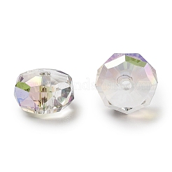 電気メッキガラスビーズ  半分虹メッキ  多面カット  ロンデル  紫色のメディア  10x6mm  穴：1.5mm&nbsp;EGLA-A043-03-HR01