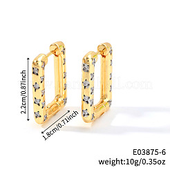 真鍮クリアキュービックジルコニアフープピアス  ゴールドカラー  長方形  22x18mm&nbsp;VM6429-1
