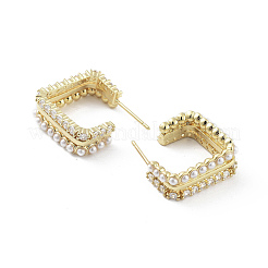 Square Brass Stud Earrings&nbsp;EJEW-Q811-36G