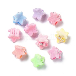 子供のヘアアクセサリー  フロッキープラスチックの爪のヘアクリップ  鉄ばね付き  スター  ミックスカラー  13x14x17mm  10個/セット&nbsp;OHAR-G012-01