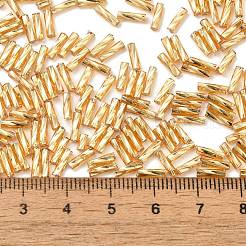 ガラスツイストビューグルビーズ  銀並ぶ  ゴールデンロッド  6.5x2mm  穴：0.8mm  約15000個/ポンド&nbsp;SEED-C004-07B