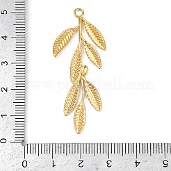 304ステンレスペンダント  葉っぱの枝チャーム  ゴールドカラー  50x19.5x1mm  穴：2.5mm&nbsp;STAS-Z143-10G