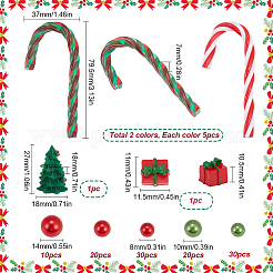 クリスマステーマデコレーションキット  プラスチックイミテーションパールビーズ&キャンディケイン&ツリー&ギフトボックス付き  ミックスカラー  7.5~79.5x7.5~37x7~27mm&nbsp;DIY-SC0024-98