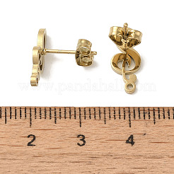 イオンプレーティング（IP）304ステンレススチールスタッドピアス金具  音符  ゴールドカラー  15x6mm  穴：1.2mm  ピン：0.7x11mm&nbsp;STAS-I206-26G