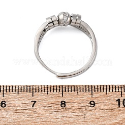 不安を和らげる女性用真鍮マイクロパヴェクリアキュービックジルコニア指輪  プラチナ  8mm  内径：usサイズ9（18.9mm）&nbsp;RJEW-S624-05P-02