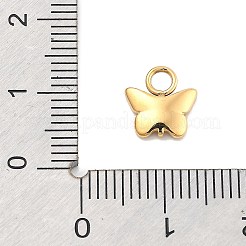 イオンプレーティング（IP）304ステンレススチールチャーム  14KGP本金メッキ  蝶  9x9x2mm  穴：2.5mm&nbsp;STAS-P379-37B-G
