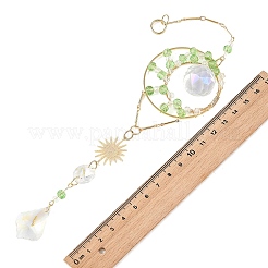 Wire Wrapped Glass Beads Suncatcher&nbsp;HJEW-JM05003