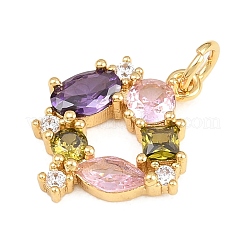 1Pc Brass Colorful Cubic Zirconia Pendants&nbsp;KK-YW0003-88