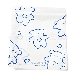 長方形のプラスチック製再封可能な袋  漫画のクマのプリントトップセルフシールポーチ  藤紫色  24.9x22x0.01~0.15cm  片側の厚さ：2.5ミル（0.065mm）&nbsp;LS-X1-OPP-D004-02B
