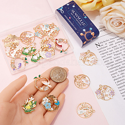 36Pcs 18 Styles Rack Plating Alloy Enamel Pendants&nbsp;FIND-SC0012-30