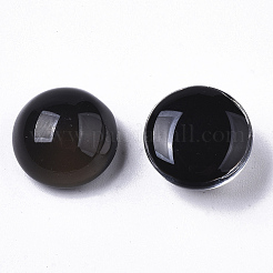 半透明のガラスカボション  色は温度が変わると変わります  半円/ドーム  ブラック  14x8.5mm&nbsp;X-GLAA-T023-03D