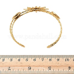 女性用304ステンレススチールカフバングル  太陽  ラインストーン付き  ゴールドカラー  1-3/8インチ（3.35cm）  内径：2-1/2インチ（6.45cm）&nbsp;BJEW-D345-01G