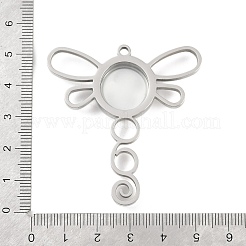 304ステンレススチールロケットビッグペンダント  ガラスと  トンボチャーム  ステンレス鋼色  50x47.5x6mm  穴：2.2mm&nbsp;STAS-S132-13P-02