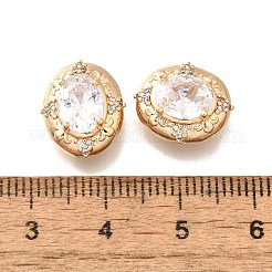 真鍮のガラスビーズ  カドミウムフリー＆ニッケルフリー＆鉛フリー  オーバル  18KGP本金メッキ  14x11.5x7mm  穴：1.4mm&nbsp;KK-M318-36G-02