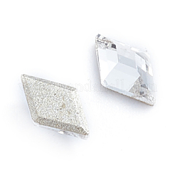 ガラスラインストーンカボション  フラットバック＆バックメッキ  多面カット  菱形  クリスタル  6.5x3.5x2mm&nbsp;RGLA-L025-E01-001