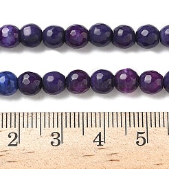 天然石瑪瑙ビーズ連売り  染め＆加熱  ラウンド  多面カット  インディゴ  6mm  穴：1mm  約62個/連  14.37~14.76インチ（36.5~37.5cm）&nbsp;G-C082-A01-57