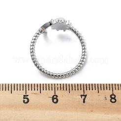 女性用真鍮マイクロパヴェクリアキュービックジルコニアオープンカフリング  星と月  ガラスと  プラチナ  9.5mm  usサイズ6（16.5mm）&nbsp;RJEW-S402-03P