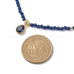 Cubic Zirconia Teardrop Pendant Necklace with Natural Kyanite Beaded Chains&nbsp;NJEW-JN04121-01