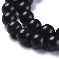 Synthetic Black Stone(Glass) Beads Strands&nbsp;X-G-I288-A02-8mm-1