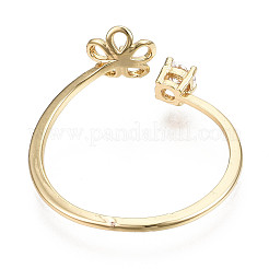 Brass Micro Cubic Zirconia Cuff Finger Ring Settings&nbsp;KK-N231-155-NF
