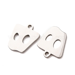 ステンレススチールチャーム201個  ゴーストチャーム  ステンレス鋼色  11.5x10x1mm  穴：1.2mm&nbsp;STAS-F368-03B-P