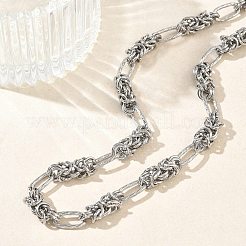 6mm 304ステンレススチール製テクスチャード加工ビザンチンチェーンネックレス（女性用）  変色なし  ステンレス鋼色  17.32インチ（44cm）&nbsp;NJEW-G201-06P