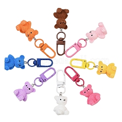 8Pcs 8 Colors Opaque Resin Bear Pendant Decorations&nbsp;HJEW-YW00285