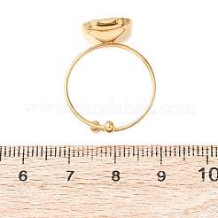 304 Stainless Steel with Glass Cuff Rings for Women&nbsp;RJEW-K309-41D