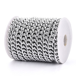 アルミカーブチェーン  溶接されていない  スプールで  プラチナ  14x11x3mm  約32.81フィート（10m）/ロール&nbsp;CHA-N004-06P