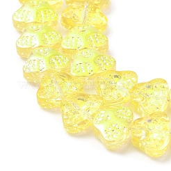 透明電気メッキガラスビーズ連売り  虹メッキ  スカルヘッド  きいろ  13x10x6mm  穴：1mm  約65個/連  25.59''（65センチメートル）&nbsp;EGLA-F158-HP01-A
