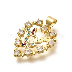 Rack Plating Brass Micro Pave Cubic Zirconia Pendants&nbsp;KK-L226-050G-02